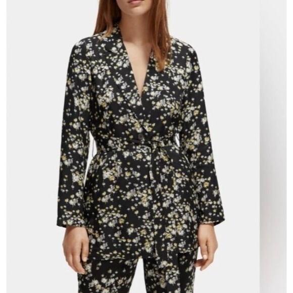 Scotch & Soda Amsterdam Unstructured Blazer Black & Daisy Print Size Sm - Picture 8 of 9